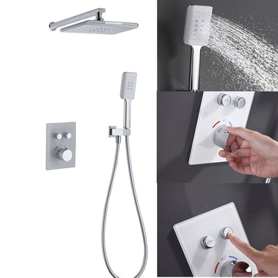 White with Chrome Thermostatic Shower Kit
