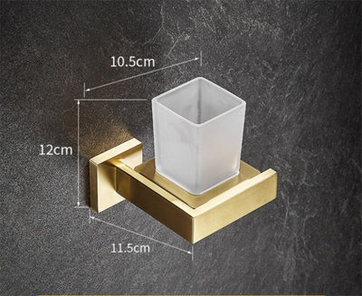 Nordic square brushed gold bathroom accessories