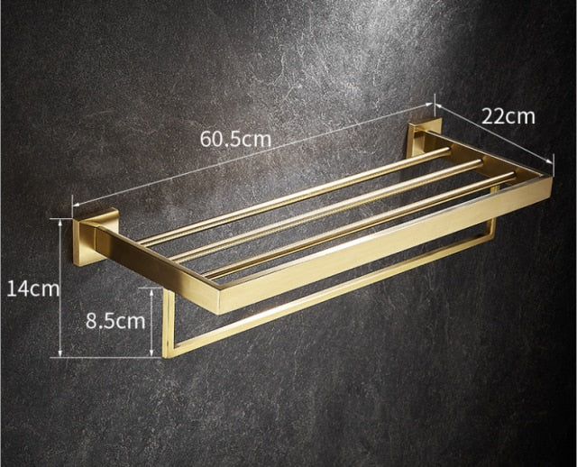 Nordic square brushed gold bathroom accessories