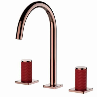 Rose Gold Polished 8" Inch Wide Spread Bathroom Faucet