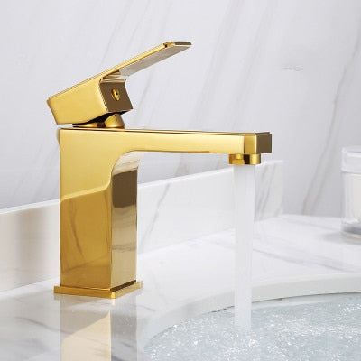 Gold polish - Gold two tone color Tall and short single hole bathroom faucet