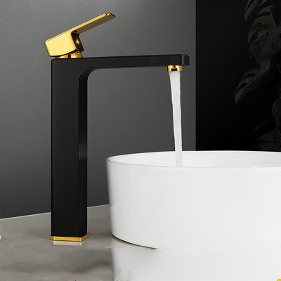 Gold polish - Gold two tone color Tall and short single hole bathroom faucet