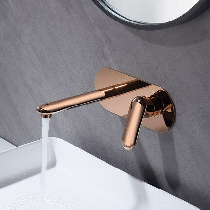 Rose Gold-Brushed Gold-Gold- Grey Gun Wallmounted Single Lever Bathroom Faucet