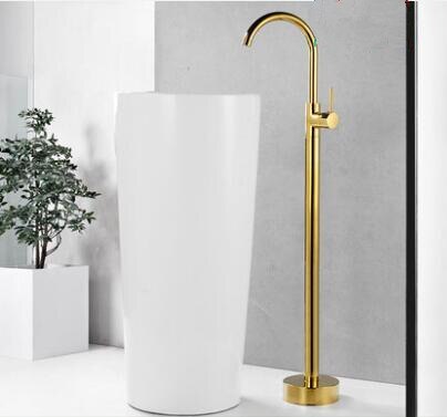 Gold-Black Matte-White- Freestanding Tall Floormounted Basin Faucet