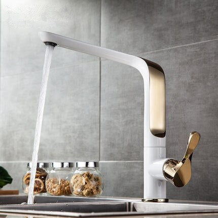 White with gold kitchen bar faucet no pull out sprayer