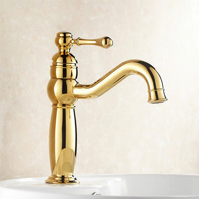 Rose Gold-Gold Polished with Porcelain Victorian single hole bathroom faucet