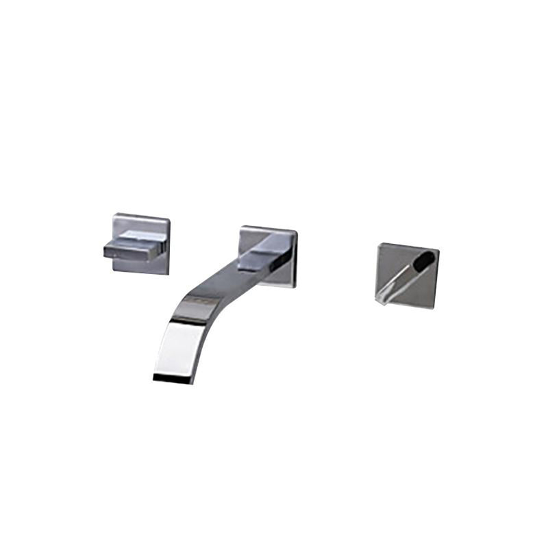 Chrome Wall Mounted 2 Handles Lavatory Faucet