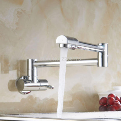 Chrome-Brushed Nickel Wall Mounted Pot Filler Faucet