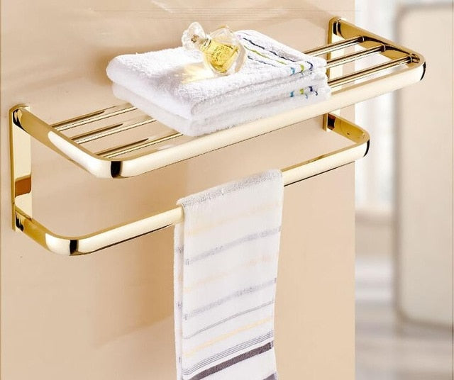 Gold polished bathroom accessories