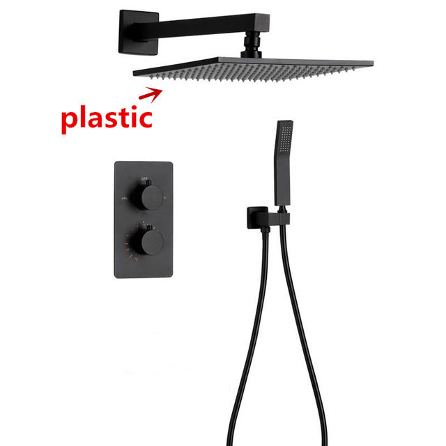 Black Thermostatic 2 Way Control Diverter Shower Kit