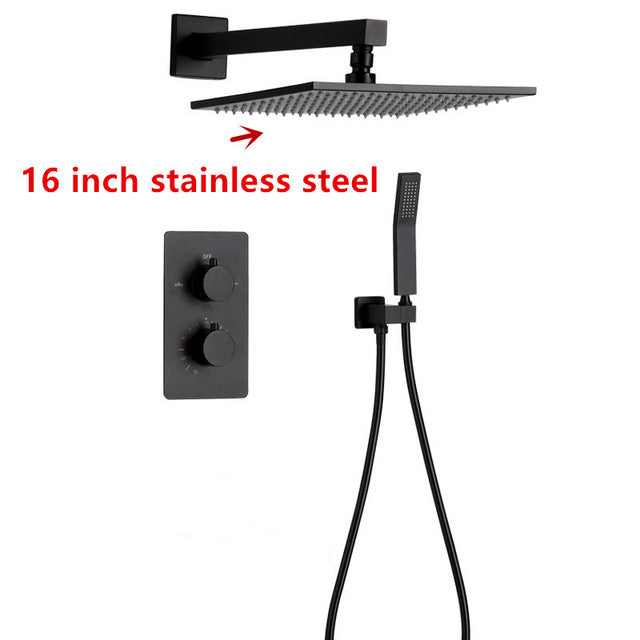 Black Thermostatic 2 Way Control Diverter Shower Kit