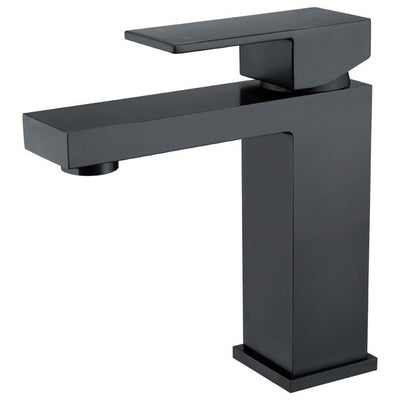 Black Square Tall Vessel and Short Lavatory Single Hole Faucet