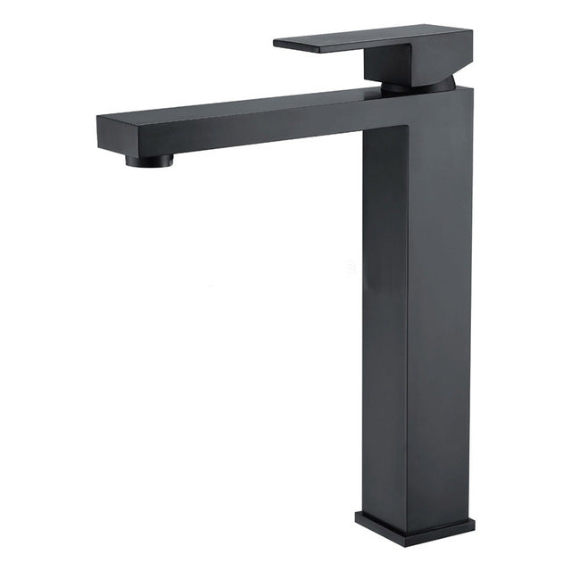 Black Square Tall Vessel and Short Lavatory Single Hole Faucet