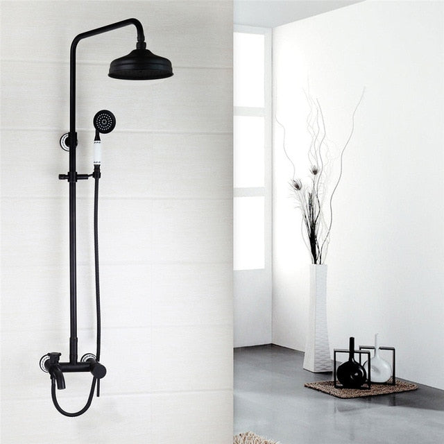 Victorian Style Exposed Shower System Black with touch of Oil Rubbed Bronze Antique Victoria Style Exposed 2 or 3 Way Shower Kit