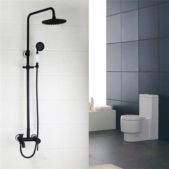 Victorian Style Exposed Shower System Black with touch of Oil Rubbed Bronze Antique Victoria Style Exposed 2 or 3 Way Shower Kit