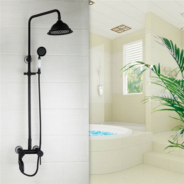 Victorian Style Exposed Shower System Black with touch of Oil Rubbed Bronze Antique Victoria Style Exposed 2 or 3 Way Shower Kit