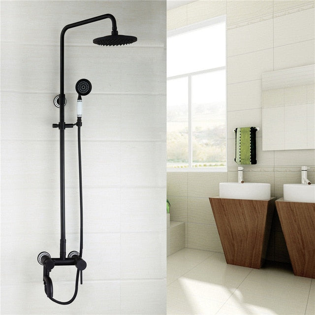 Victorian Style Exposed Shower System Black with touch of Oil Rubbed Bronze Antique Victoria Style Exposed 2 or 3 Way Shower Kit