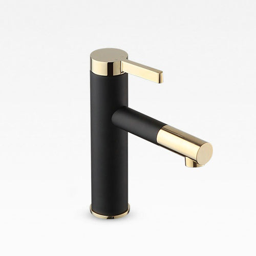 Black+gold Two Tone Color Tall and Short Vessel Single Hole Faucet