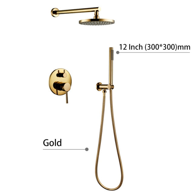Gold Shiny Polish 2 Way Function Diverter Shower Kit