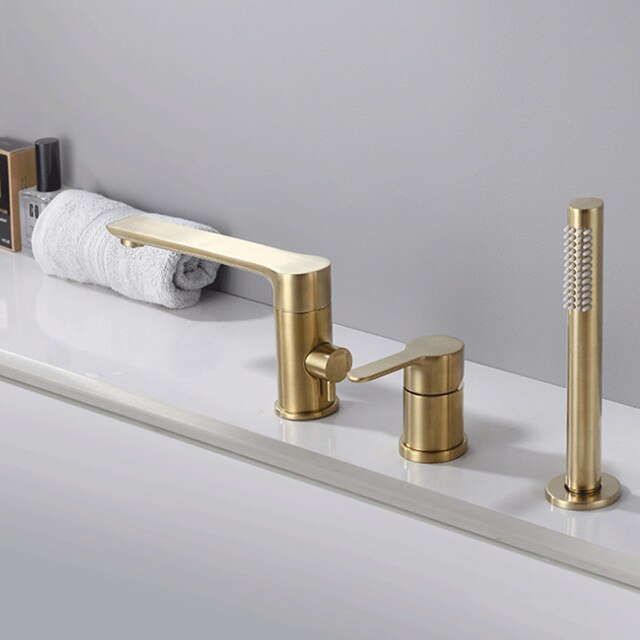 Brushed gold - Matte black-Chrome  3 holes deckmount bathtub filler faucet kit