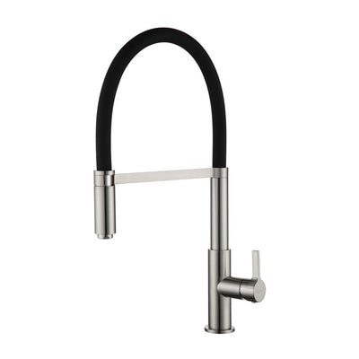 Black Euro Design Kitchen Faucet With Rubber Goose Neck Pull Out